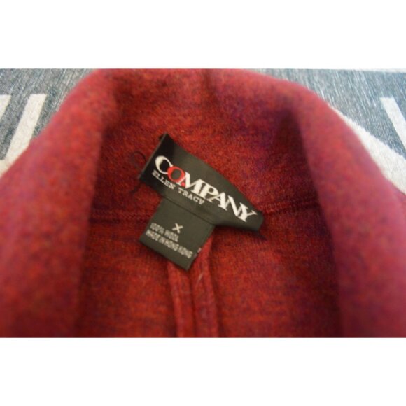 Vintage Company by Ellen Tracy Dark Red Raspberry Wool Trench Coat Women Size XL - Picture 5 of 6